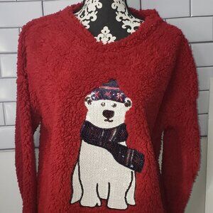 CHRISTMAS‎ WOMEN'S SHERPA SWEATER WITH SEQUIN BEARS